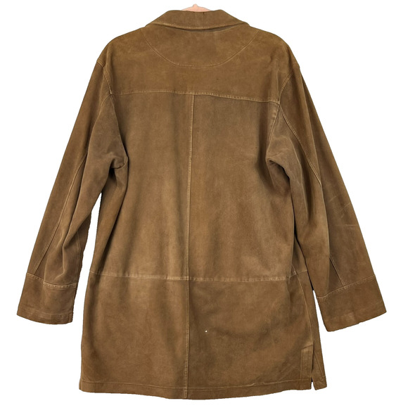 Del Mare 1911 Men's Size 48 Brown Long 100% Leather Coat Made in Italy - Picture 2 of 15